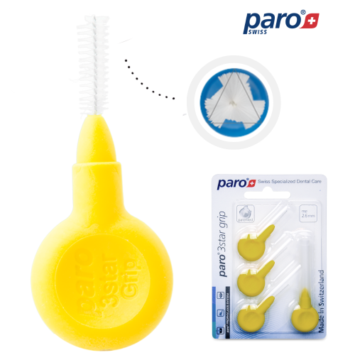 Przejdź do produktu Paro® 3star grip 2.6 mm - kształ stożka zestaw szczoteczek międzyzębowych 4 szt.