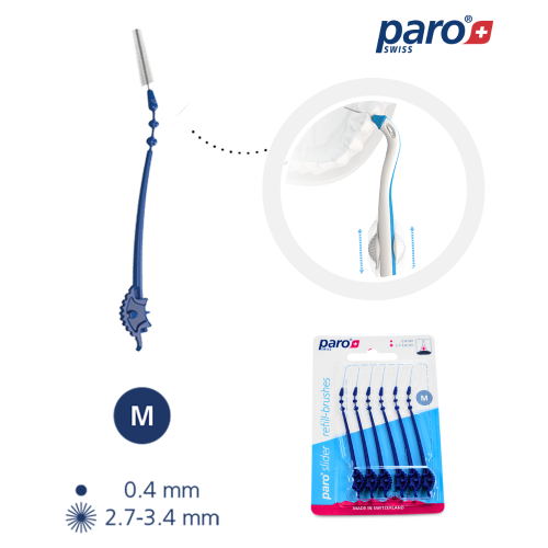 Przejdź do produktu Paro® slider końcówka szczoteczka międzyzębowa rozmiar M, niebieska, stożek 2.7- 3.4 mm, 6 pcs